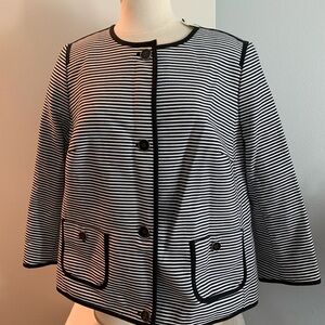 TALBOTS, Striped Black and White Women's Jacket. Size 14W.
